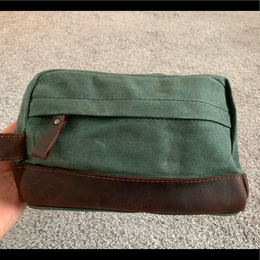 Waxed canvas leather mini travel bag